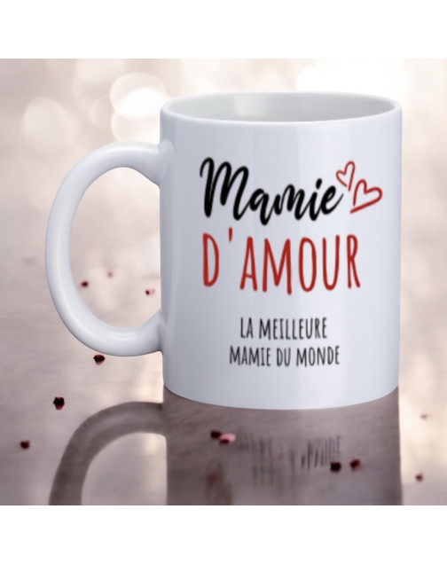 Mug, "Mamie d'amour la meilleure mamie du monde"
