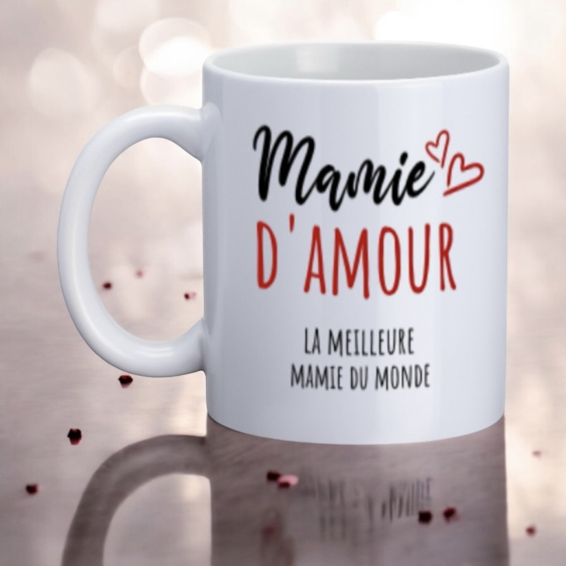 Mug, "Mamie d'amour la meilleure mamie du monde"