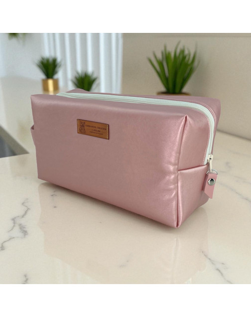 Trousse nomade M, "Simili" rose