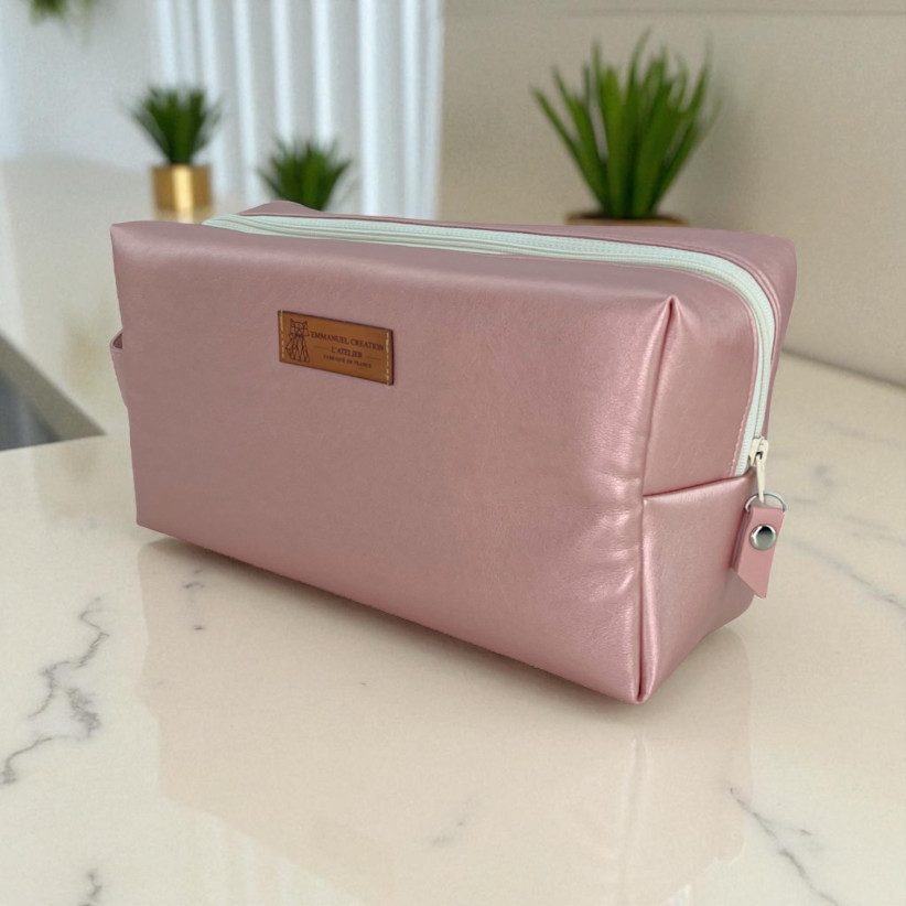 Trousse nomade M, "Simili" rose