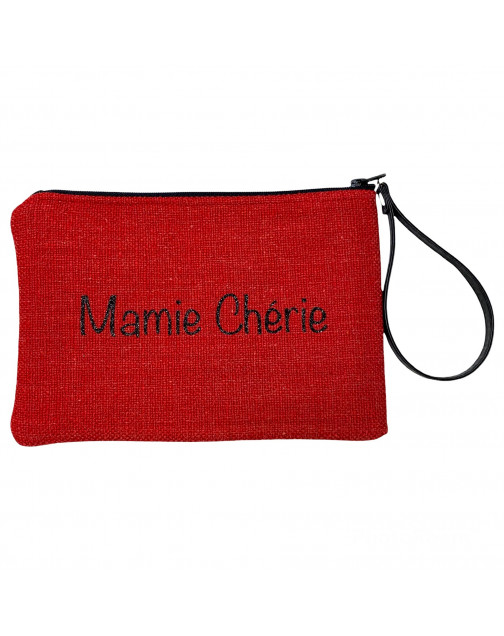 Pochette M, "Mamie chérie" anjou rouge