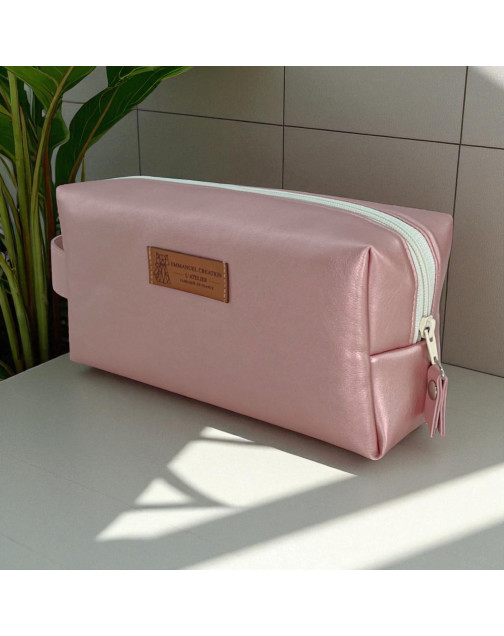 Trousse nomade S, "Simili" rose