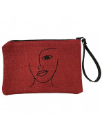 Pochette M, "Visage" anjou rouge