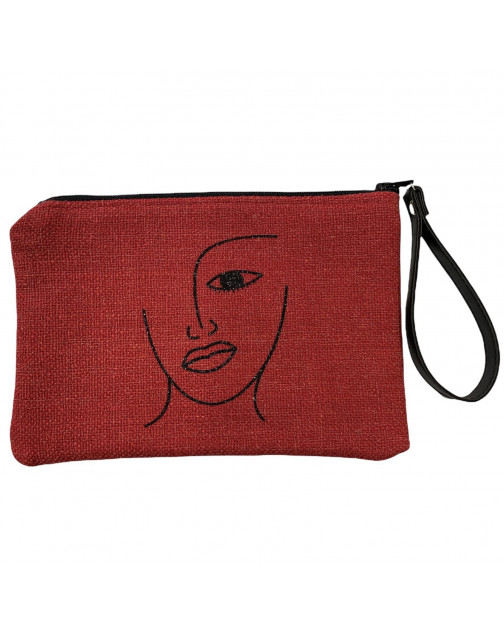 Pochette M, "Visage" anjou rouge