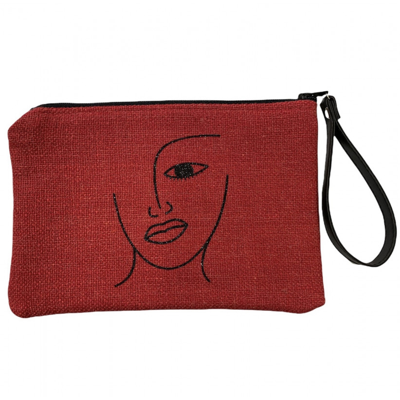 Pochette M, "Visage" anjou rouge