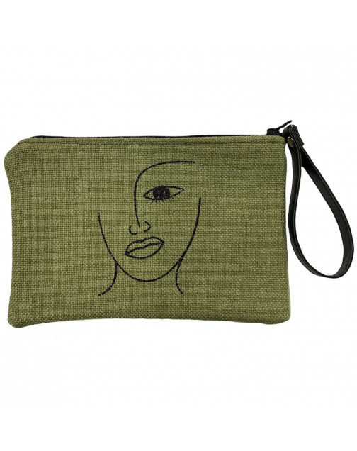 Pochette M, "Visage" anjou kaki