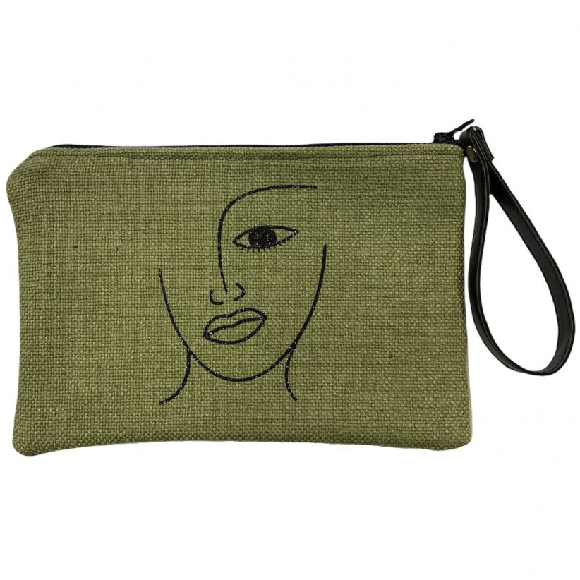 Pochette M, "Visage" anjou kaki