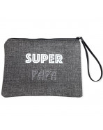 Pochette L, "Super papa" anjou gris