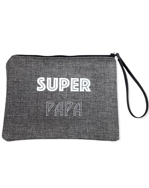 Pochette monsieur, "Super papa", gris