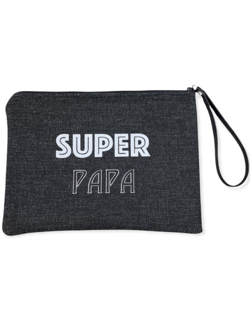 Pochette L, "Super papa" anjou noir