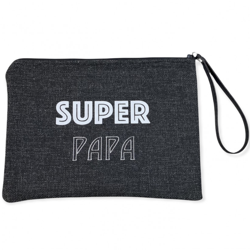 Pochette L, "Super papa" anjou noir