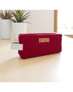 Trousse nomade S, "Velours côtelé" lie de vin