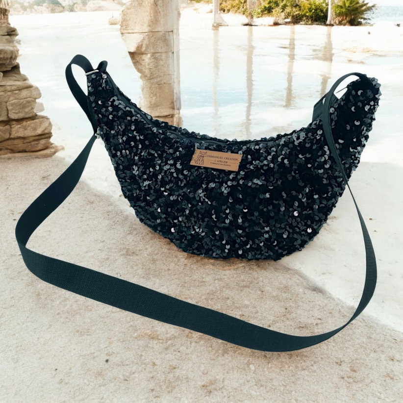 Sac Léo S, "Sequin" noir