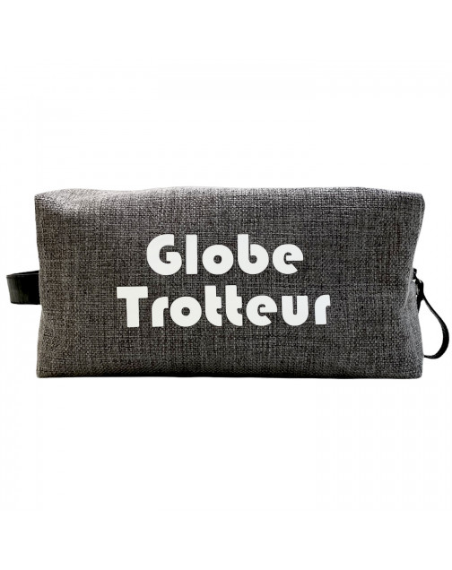 Trousse nomade M, "Globe trotteur",  Anjou gris