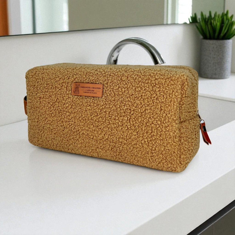 Trousse nomade M, "Bouclette" camel