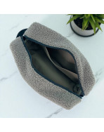Trousse nomade M, "Bouclette" taupe