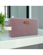 Trousse nomade M, "Bouclette" rose