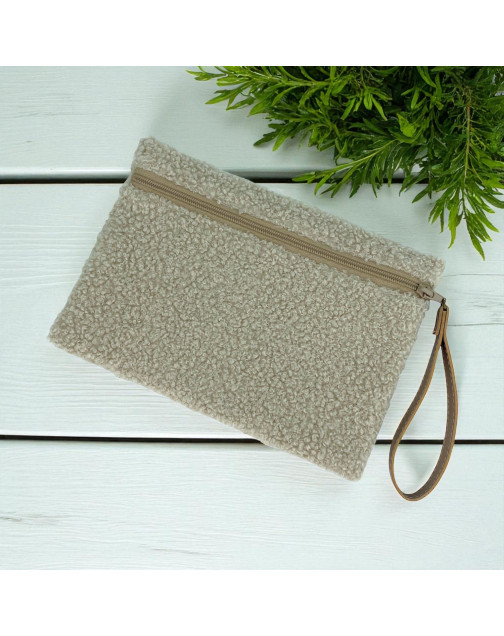 Pochette M, "Bouclette" sable