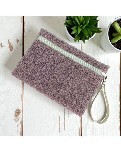 Pochette M, "Bouclette" rose