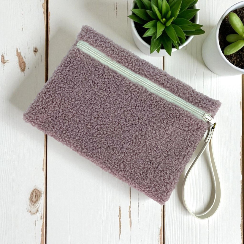 Pochette M, "Bouclette" rose