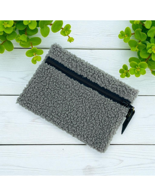 Pochette S, "Bouclette" taupe