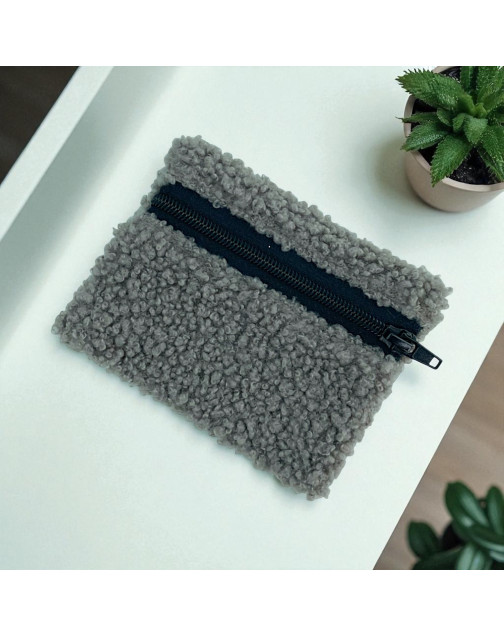 Pochette XS, "Bouclette" taupe