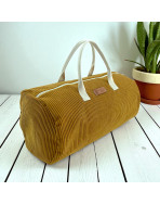 Sac polochon, "Velours côtelé" camel