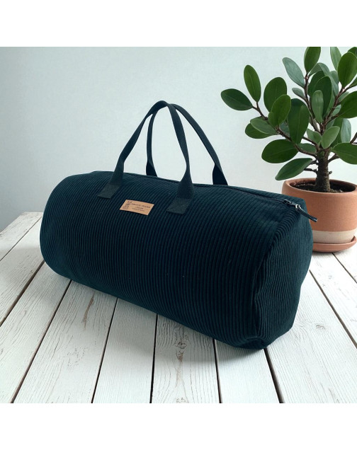 Sac polochon, "Velours côtelé" noir
