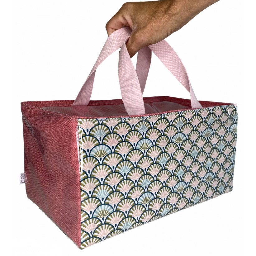 Grand sac isotherme, "Art déco rose", cube
