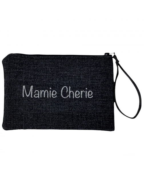 Pochette M mademoiselle, "Mamie chérie", anjou noir