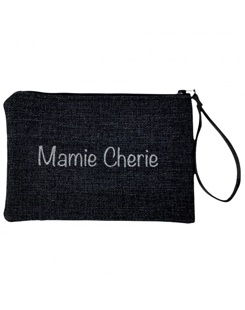 Pochette M, "Mamie chérie" anjou noir