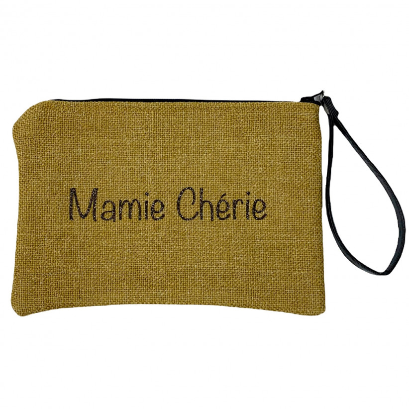 Pochette M, "Mamie chérie" anjou moutarde