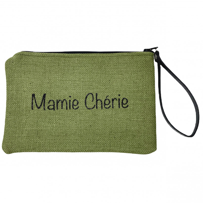 Pochette M, "Mamie chérie" anjou kaki