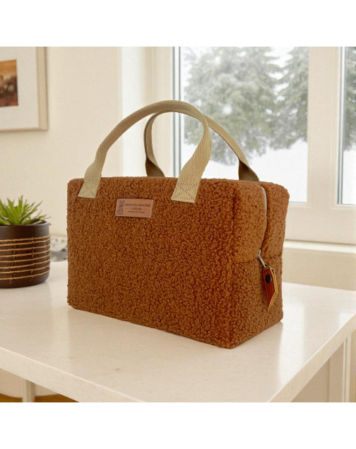 Sac isotherme Ice cube S, "Bouclette" terra