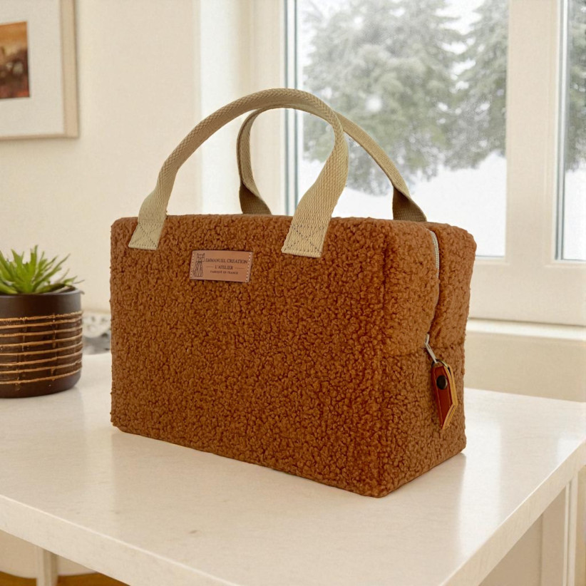 Sac isotherme Ice cube S, "Bouclette" terra