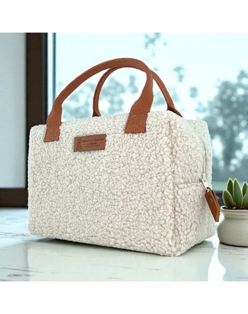 Sac isotherme Ice cube S, "Bouclette" écru