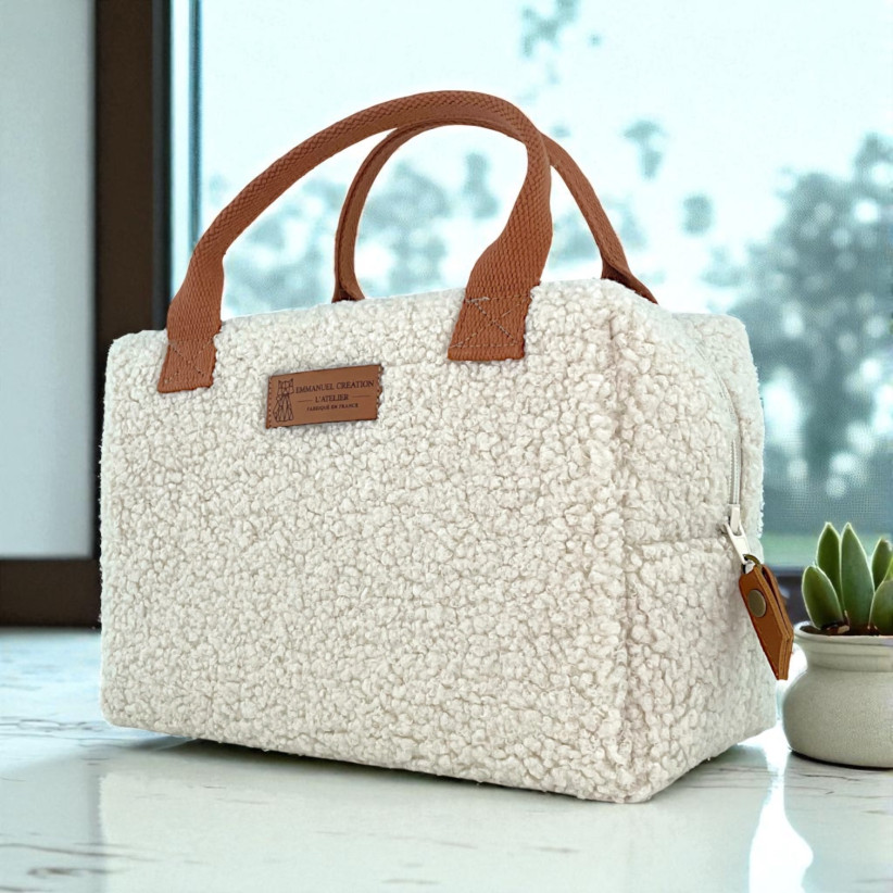 Sac isotherme Ice cube S, "Bouclette" écru