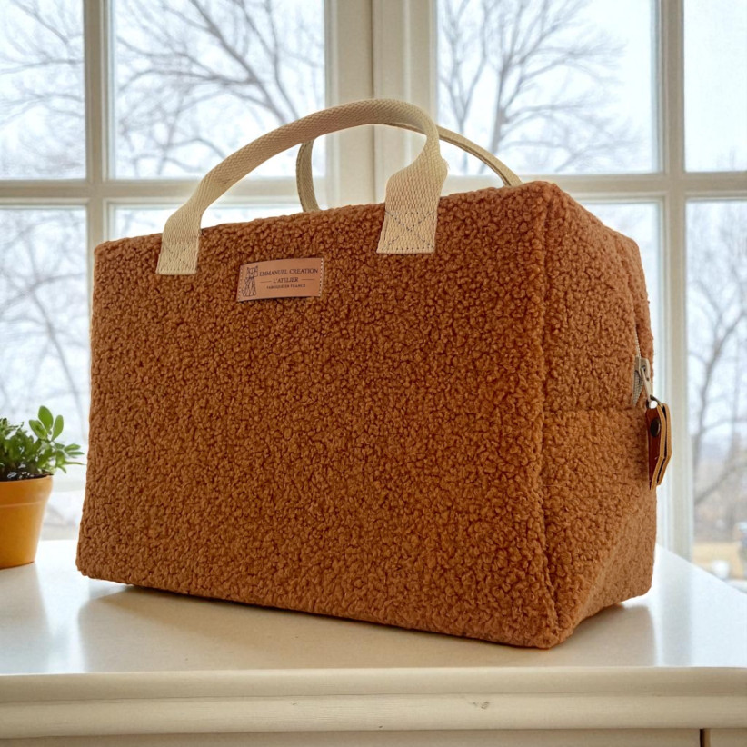 Sac isotherme Ice cube M, "Bouclette" terra