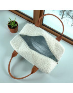 Sac isotherme Ice cube M, "Bouclette" écru