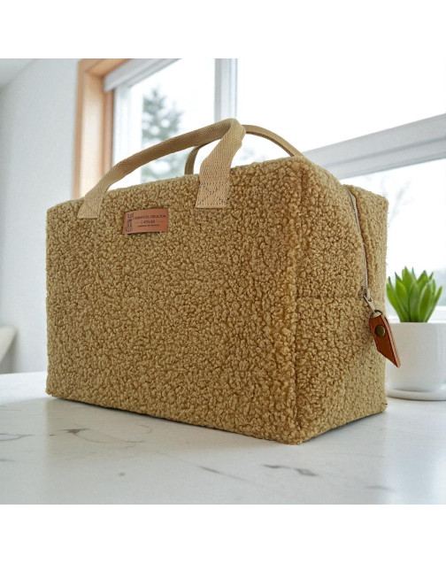 Sac isotherme Ice cube M, "Bouclette" camel