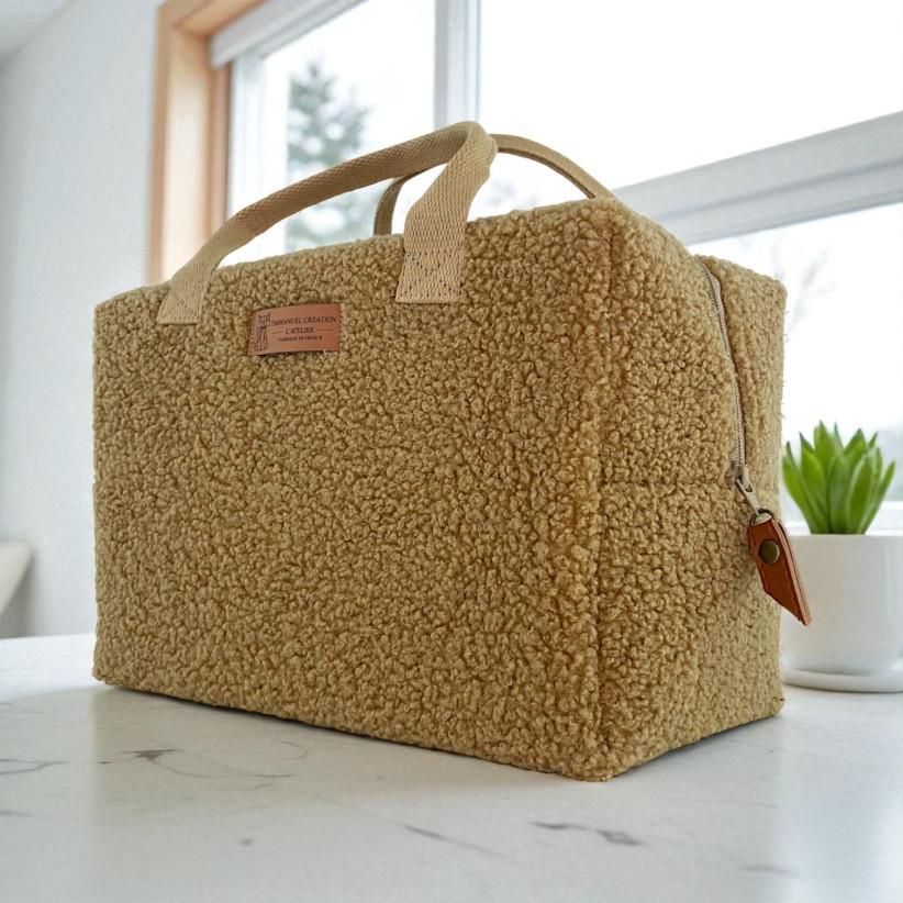 Sac isotherme Ice cube M, "Bouclette" camel