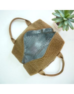 Sac isotherme Ice cube M, "Bouclette" camel