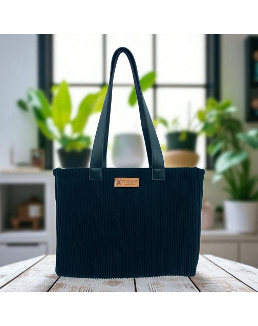 Sac Agathe, "Velours côtelé" noir