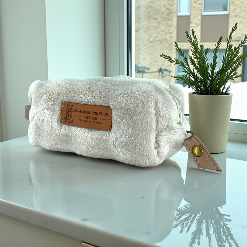 Trousse nomade XS, "Bubble" taupe