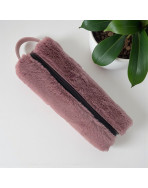 Trousse nomade S, "Fourrure" parme