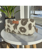 Trousse nomade S, "Bouclette léopard" taupe