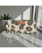 Trousse nomade S, "Bouclette léopard" taupe