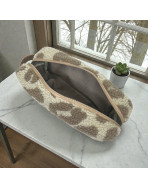 Trousse nomade S, "Bouclette léopard" taupe