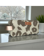 Trousse nomade S, "Bouclette léopard" taupe
