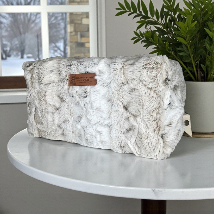 Trousse nomade M, "Lapinou" taupe